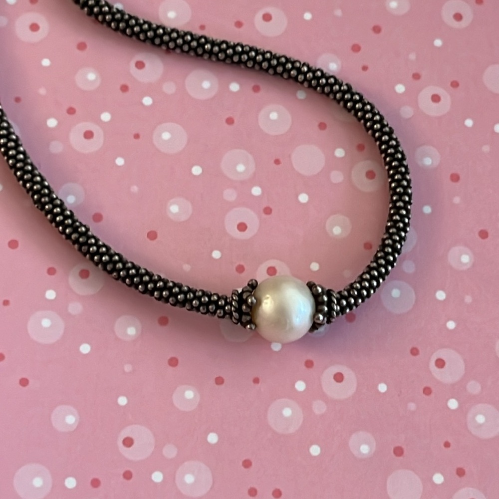 Valerie Long 15” sterling necklace with single fresh water pearl sterling clasp - Picture 6 of 8